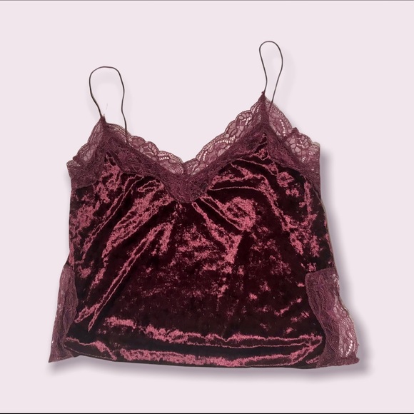 🌟SALE 2/$10.00‼️ ARDENE Womens Burgundy crop top/ spaghetti straps /Lace size M - Picture 5 of 7